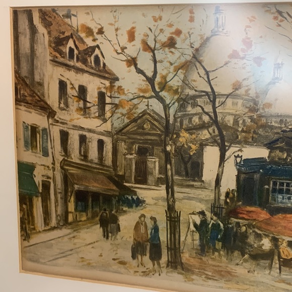 Vtg Signed Charles Mondin French Paris cafe city scape framed lithograph artwork - Picture 5 of 10